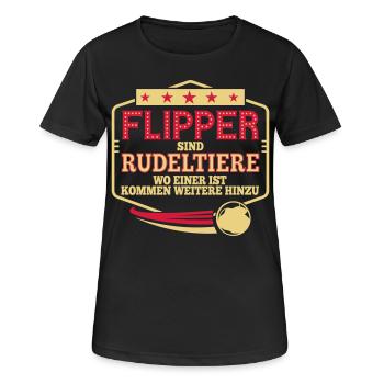 Flipper sind Rudeltiere Pinball | Farben änderbar - Frauen T-Shirt atmungsaktiv - Schwarz - Vorne - AI Model Female 172 light (172cm)