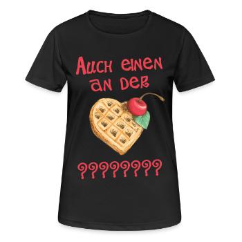 Auch einen an der Waffel? - Frauen T-Shirt atmungsaktiv - Schwarz - Vorne - AI Model Female 172 light (172cm)
