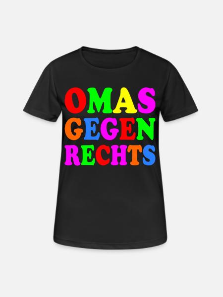 Omas gegen rechts - Frauen T-Shirt atmungsaktiv - Schwarz