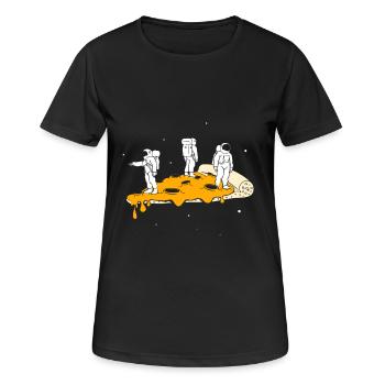 Space Pizza - Frauen T-Shirt atmungsaktiv - Schwarz - Vorne - AI Model Female 172 light (172cm)