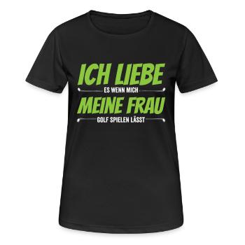Golf Golfer Spruch - Ich liebe meine Frau - Frauen T-Shirt atmungsaktiv - Schwarz - Vorne - AI Model Female 172 light (172cm)