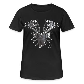 Tête de cerf costumes traditionnels dirndl motif branches - T-shirt respirant Femme - noir - Devant - AI Model Female 172 light (172cm)