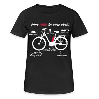 ohne Akku ist alles Doof - Frauen T-Shirt atmungsaktiv - Schwarz - Vorne - AI Model Female 172 light (172cm)