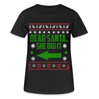 Dear Santa, She Did It - Women's Breathable T-Shirt - black - Front - AI Model Female 172 light (172cm)