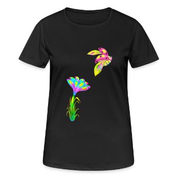 Ladybug flower hand drawn design - Women's Breathable T-Shirt - black - Front - AI Model Female 172 light (172cm)