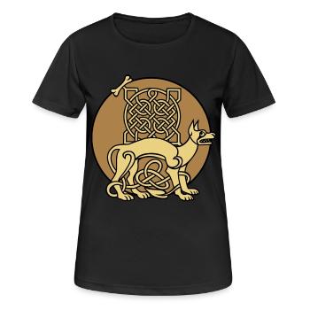 Celtic Fido keltischer Hund im Labyrinth - Frauen T-Shirt atmungsaktiv - Schwarz - Vorne - AI Model Female 172 light (172cm)