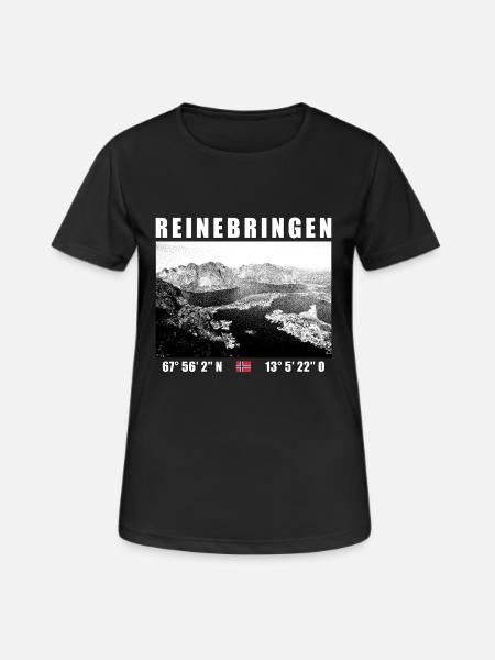 Reinebringen auf den Lofoten in Norwegen - Frauen T-Shirt atmungsaktiv - Schwarz