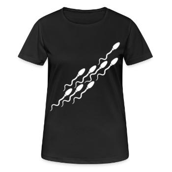muster sperma spermium schwanger samen abspritzen - Frauen T-Shirt atmungsaktiv - Schwarz - Vorne - AI Model Female 172 light (172cm)