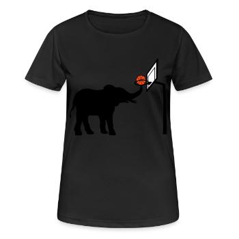 Silhouette d’éléphant jouant au basket-ball - T-shirt respirant Femme - noir - Devant - AI Model Female 172 light (172cm)