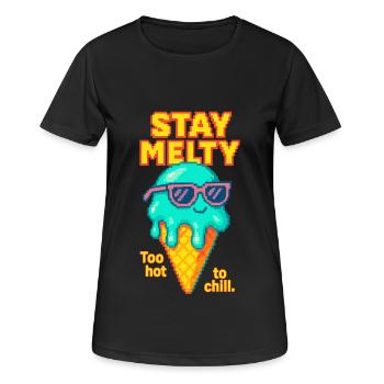 Stay Melty – Zu heiß zum Chillen! Pixel Eiscreme - Frauen T-Shirt atmungsaktiv - Schwarz - Vorne - AI Model Female 172 light (172cm)