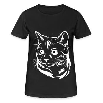 Hypnotische Katze – Lustiges Cartoon Cat Design - Frauen T-Shirt atmungsaktiv - Schwarz - Vorne - AI Model Female 172 light (172cm)