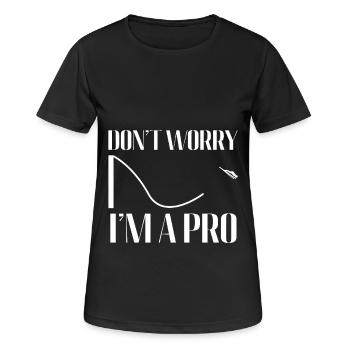 Don't Worry I'm a Pro - Skispringen Humor - Frauen T-Shirt atmungsaktiv - Schwarz - Vorne - AI Model Female 172 light (172cm)