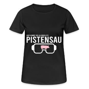 Pistensau Skifahrer Fun - Frauen T-Shirt atmungsaktiv - Schwarz - Vorne - AI Model Female 172 light (172cm)