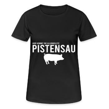Pistensau Skifahrer Fun - Frauen T-Shirt atmungsaktiv - Schwarz - Vorne - AI Model Female 172 light (172cm)