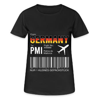 Billet d’avion Palma - T-shirt respirant Femme - noir - Devant - AI Model Female 172 light (172cm)