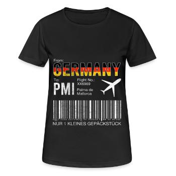 Billet d’avion Palma - T-shirt respirant Femme - noir - Devant - AI Model Female 172 light (172cm)