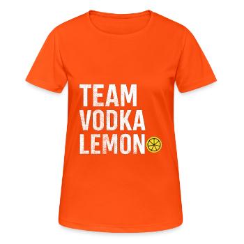 L’équipe Vodka Lemon - T-shirt respirant Femme - orange néon - Devant - AI Model Female 172 dark (172cm)