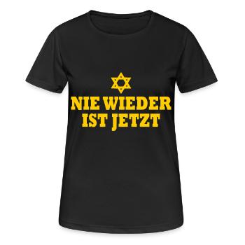 Nie wieder ist jetzt - Frauen T-Shirt atmungsaktiv - Schwarz - Vorne - AI Model Female 172 light (172cm)