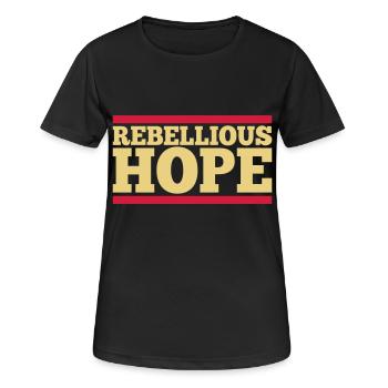 Rebellische Hoffnung | Farben änderbar - Frauen T-Shirt atmungsaktiv - Schwarz - Vorne - AI Model Female 172 light (172cm)