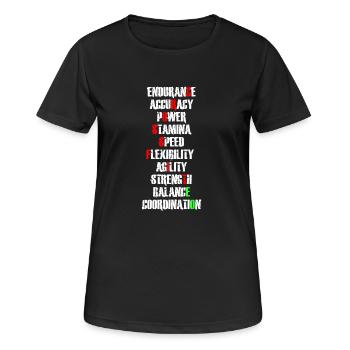 Physical Skills - Frauen T-Shirt atmungsaktiv - Schwarz - Vorne - AI Model Female 172 light (172cm)