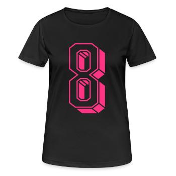 Zahl acht - Nummer 8 pink Mädchen Trikotnummer - Frauen T-Shirt atmungsaktiv - Schwarz - Vorne - AI Model Female 172 light (172cm)