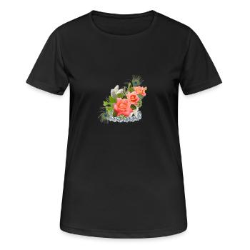 Des fleurs avec des bijoux - T-shirt respirant Femme - noir - Devant - AI Model Female 172 light (172cm)