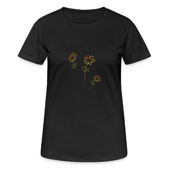 Leas Flowers - Frauen T-Shirt atmungsaktiv - Schwarz - Vorne - AI Model Female 172 light (172cm)