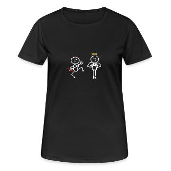 Angel devil god religion funny opposites - Women's Breathable T-Shirt - black - Front - AI Model Female 172 light (172cm)