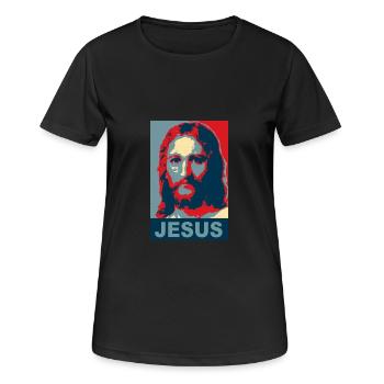 Jésus - T-shirt respirant Femme - noir - Devant - AI Model Female 172 light (172cm)