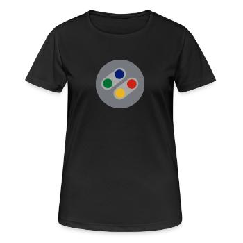 Rétro boutons SNES - T-shirt respirant Femme - noir - Devant - AI Model Female 172 light (172cm)
