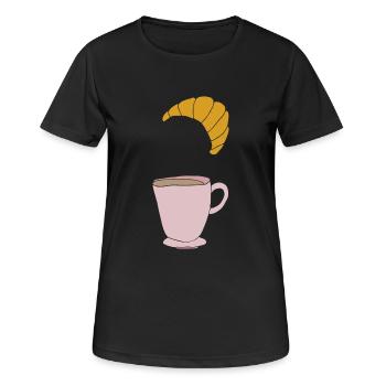 Coffee and croissant - Women's Breathable T-Shirt - black - Front - AI Model Female 172 light (172cm)