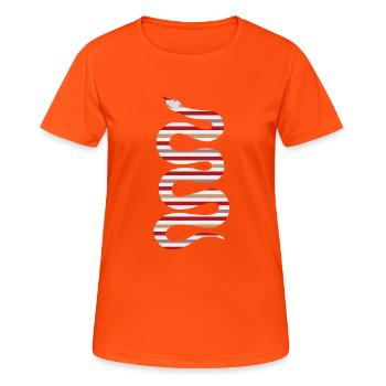 Striped Snake – 2025 Year of the Snake - Women's Breathable T-Shirt - neon orange - Front - AI Model Female 172 dark (172cm)