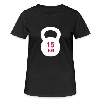 Kettlebell 10 kg - Frauen T-Shirt atmungsaktiv - Schwarz - Vorne - AI Model Female 172 light (172cm)