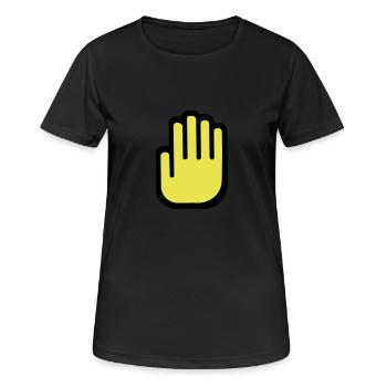 Hand - Frauen T-Shirt atmungsaktiv - Schwarz - Vorne - AI Model Female 172 light (172cm)