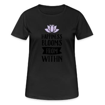 Happiness Blooms From Within - T-shirt respirant Femme - noir - Devant - AI Model Female 172 light (172cm)