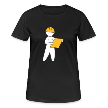 Ein Ingenieur auf einer Baustelle - Frauen T-Shirt atmungsaktiv - Schwarz - Vorne - AI Model Female 172 light (172cm)