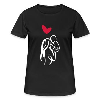 mama baby liebe - Frauen T-Shirt atmungsaktiv - Schwarz - Vorne - AI Model Female 172 light (172cm)