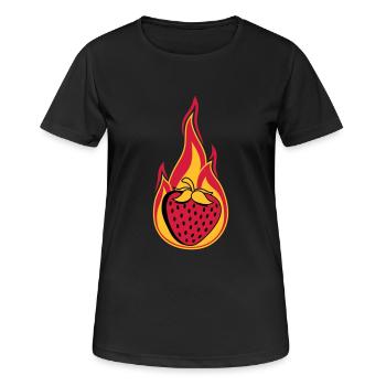 feu feu brûlure chaud chaud fraise fruité l - T-shirt respirant Femme - noir - Devant - AI Model Female 172 light (172cm)