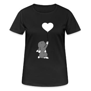 Ballon Cœur Amour Lapin Haeschen Lapin Klei - T-shirt respirant Femme - noir - Devant - AI Model Female 172 light (172cm)