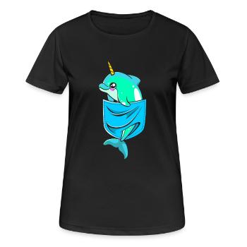 Narwal - Frauen T-Shirt atmungsaktiv - Schwarz - Vorne - AI Model Female 172 light (172cm)