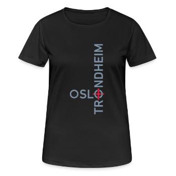 OSLO nach TRONDHEIM - Frauen T-Shirt atmungsaktiv - Schwarz - Vorne - AI Model Female 172 light (172cm)