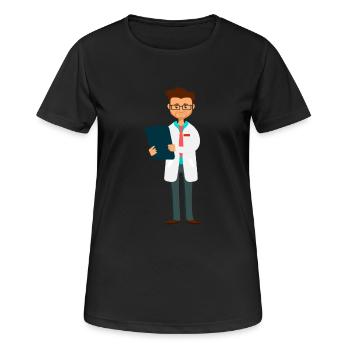 Arzt - Frauen T-Shirt atmungsaktiv - Schwarz - Vorne - AI Model Female 172 light (172cm)