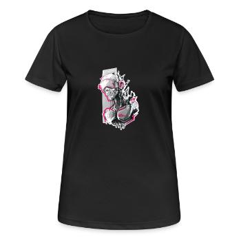 Neon Revenant - Crâne Cyberpunk - T-shirt respirant Femme - noir - Devant - AI Model Female 172 light (172cm)