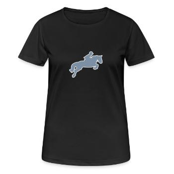 Springpferd - Frauen T-Shirt atmungsaktiv - Schwarz - Vorne - AI Model Female 172 light (172cm)