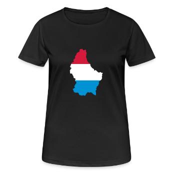 Luxemburg - Frauen T-Shirt atmungsaktiv - Schwarz - Vorne - AI Model Female 172 light (172cm)