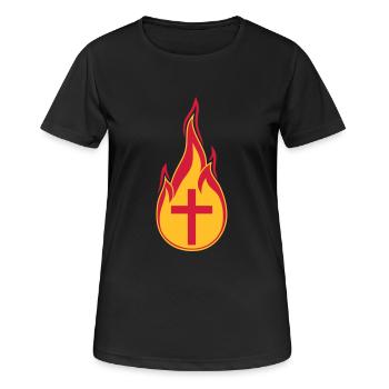 feuer flammen heiss brennen verbrannt fackel loder - Frauen T-Shirt atmungsaktiv - Schwarz - Vorne - AI Model Female 172 light (172cm)