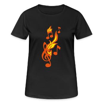 note musique flamme cle sol - T-shirt respirant Femme - noir - Devant - AI Model Female 172 light (172cm)