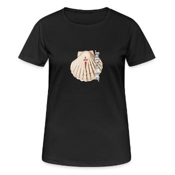 Jakobsmuschel - Frauen T-Shirt atmungsaktiv - Schwarz - Vorne - AI Model Female 172 light (172cm)