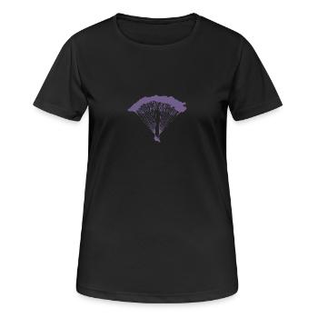 Parachutiste en silhouette nuageuse - T-shirt respirant Femme - noir - Devant - AI Model Female 172 light (172cm)