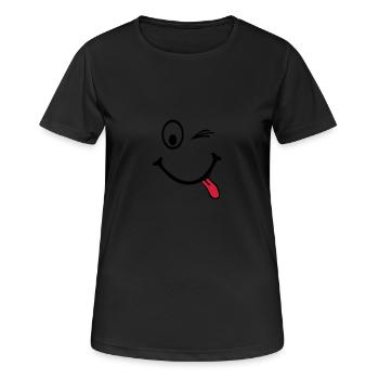smiley - Frauen T-Shirt atmungsaktiv - Schwarz - Vorne - AI Model Female 172 light (172cm)